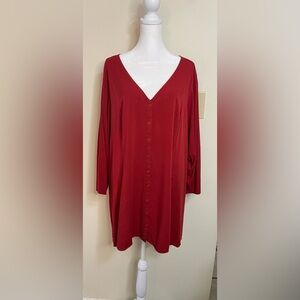 Torrid Women’s Top Blouse Button Down V Neck Tie Back Lightweight Deep Red Sz 5